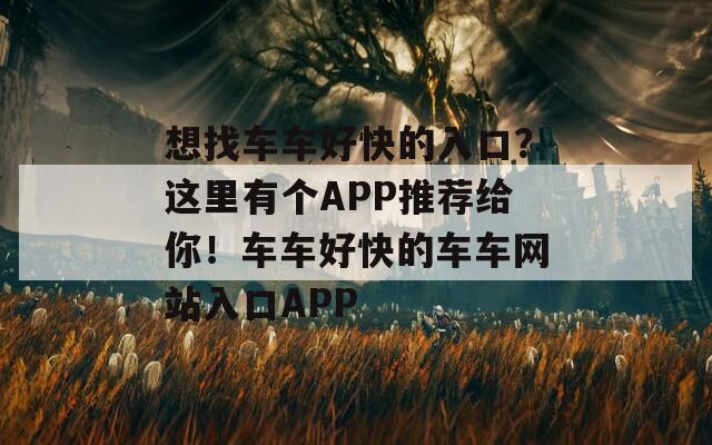 想找車車好快的入口？這里有個APP推薦給你！車車好快的車車網站入口APP