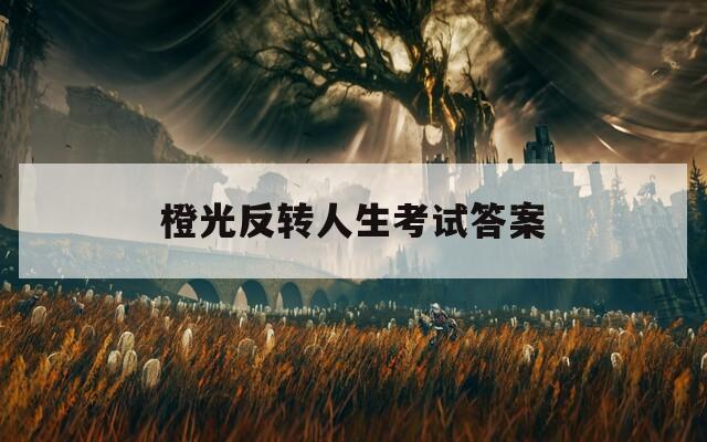 橙光反轉人生考試答案