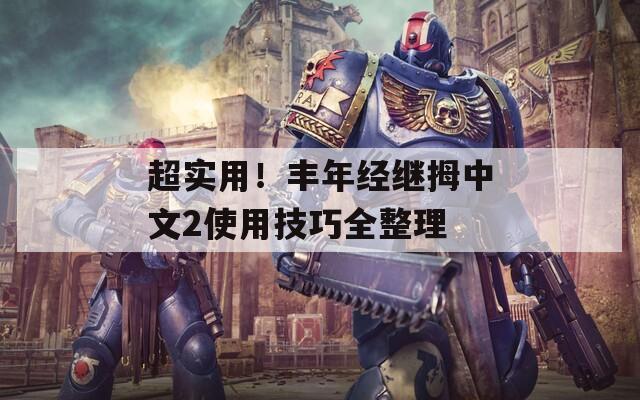 超實(shí)用！豐年經(jīng)繼拇中文2使用技巧全整理