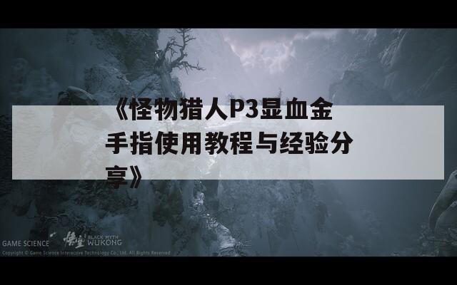 《怪物獵人P3顯血金手指使用教程與經(jīng)驗(yàn)分享》