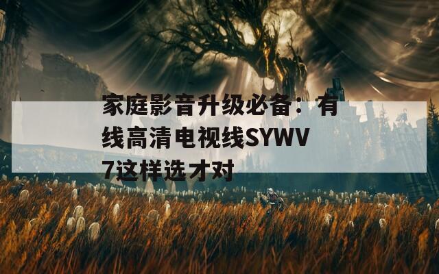 家庭影音升級必備：有線高清電視線SYWV7這樣選才對