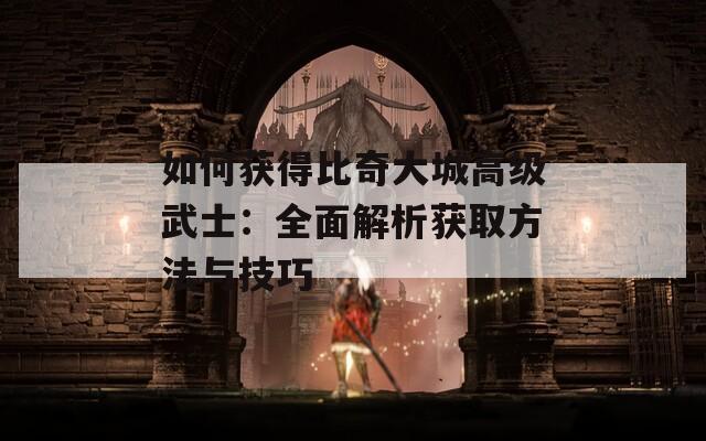 如何獲得比奇大城高級武士：全面解析獲取方法與技巧