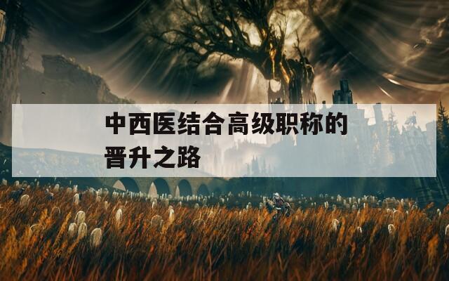 中西醫(yī)結(jié)合高級(jí)職稱的晉升之路